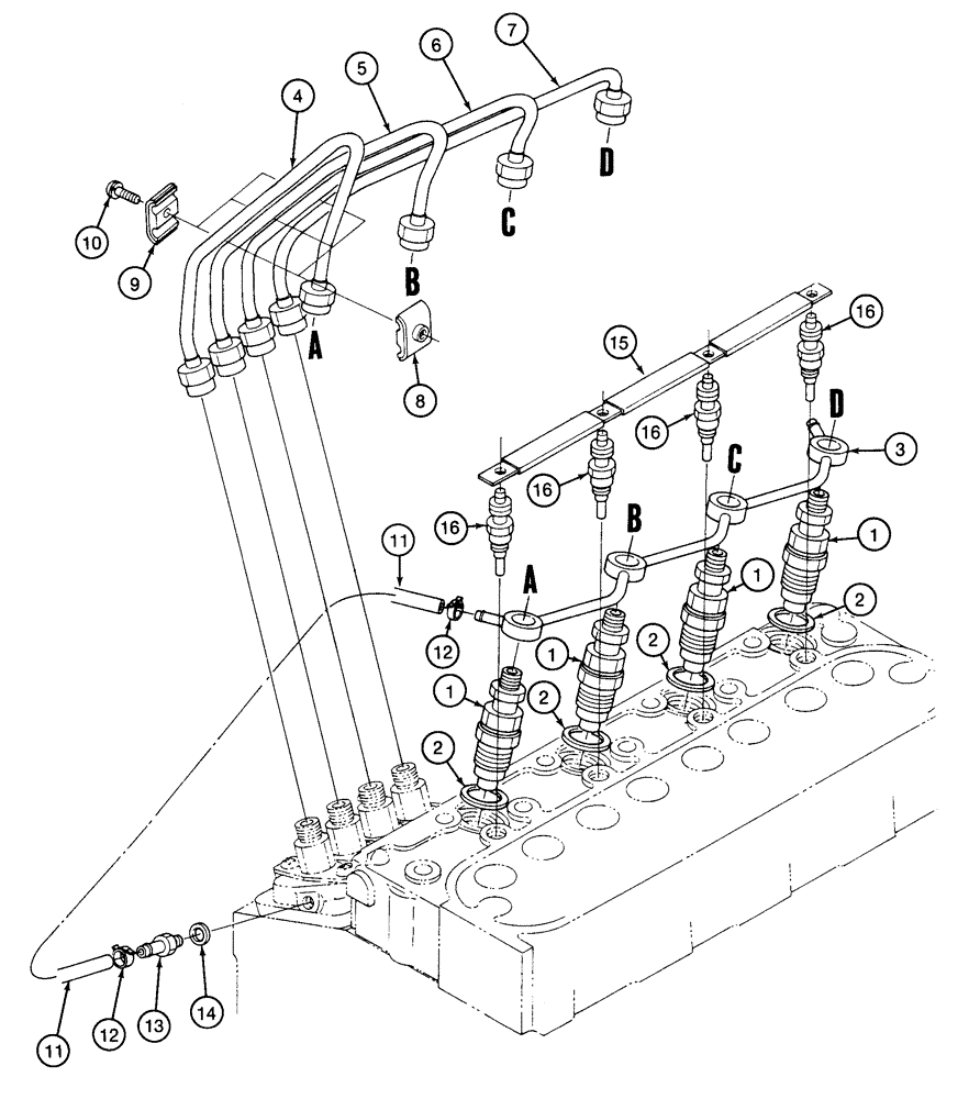 Схема запчастей Case 460 - (3-08) - FUEL INJECTION SYSTEM, KUBOTA V1505-B ENGINE (03) - FUEL SYSTEM