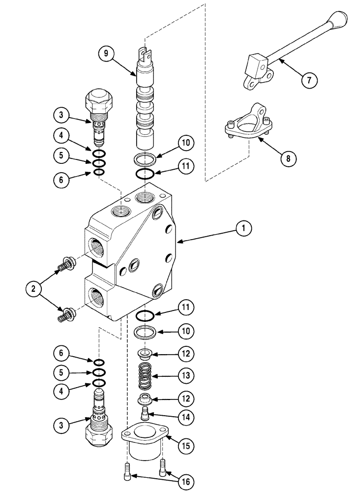 Схема запчастей Case 6010 - (08-16) - VALVE SECTION - TRACK DRIVE (35) - HYDRAULIC SYSTEMS