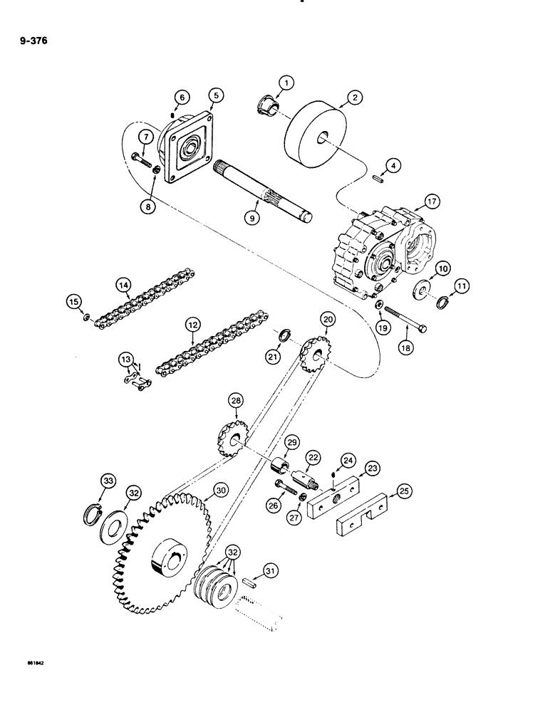 Схема запчастей Case DH4B - (9-376) - TRENCHER HEADSHAFT DRIVE LINE MOUNTING (09) - CHASSIS/ATTACHMENTS