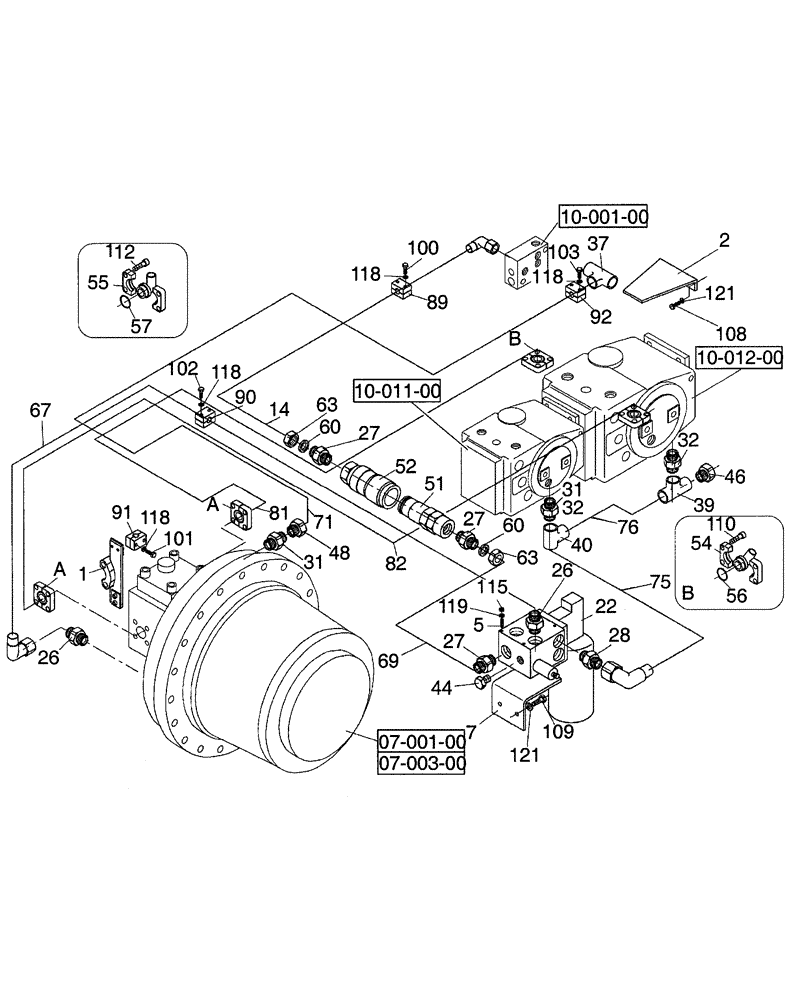 Схема запчастей Case SR15 - (10-003-00[01]) - HYDRAULIC CIRCUIT, TRAVEL - DRUM (08) - HYDRAULICS