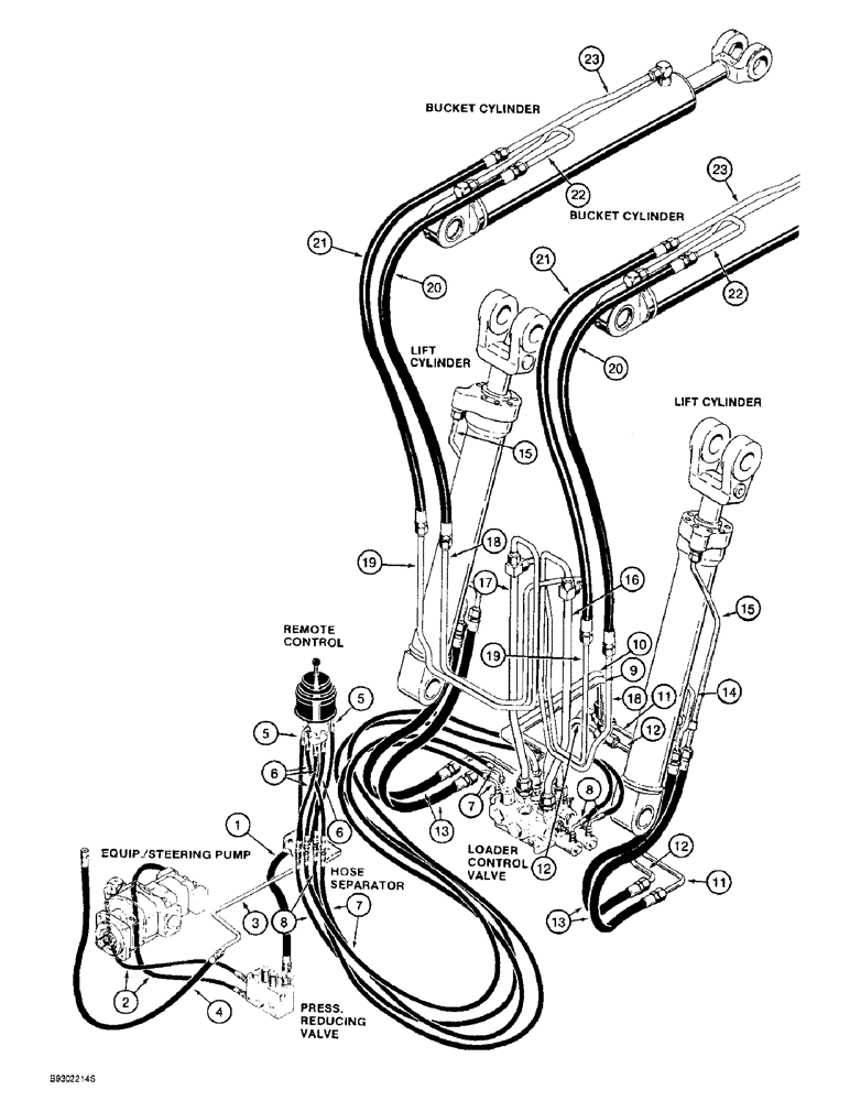 Схема запчастей Case 621B - (1-26) - PICTORIAL INDEX, LOADER HYDRAULIC CIRCUIT - XT LOADER, TWO SPOOL CONTROL VALVE (00) - PICTORIAL INDEX