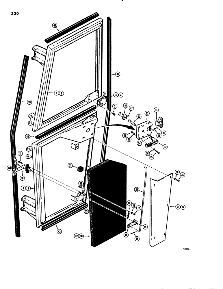 Схема запчастей Case W20 - (230) - CAB DOORS (09) - CHASSIS