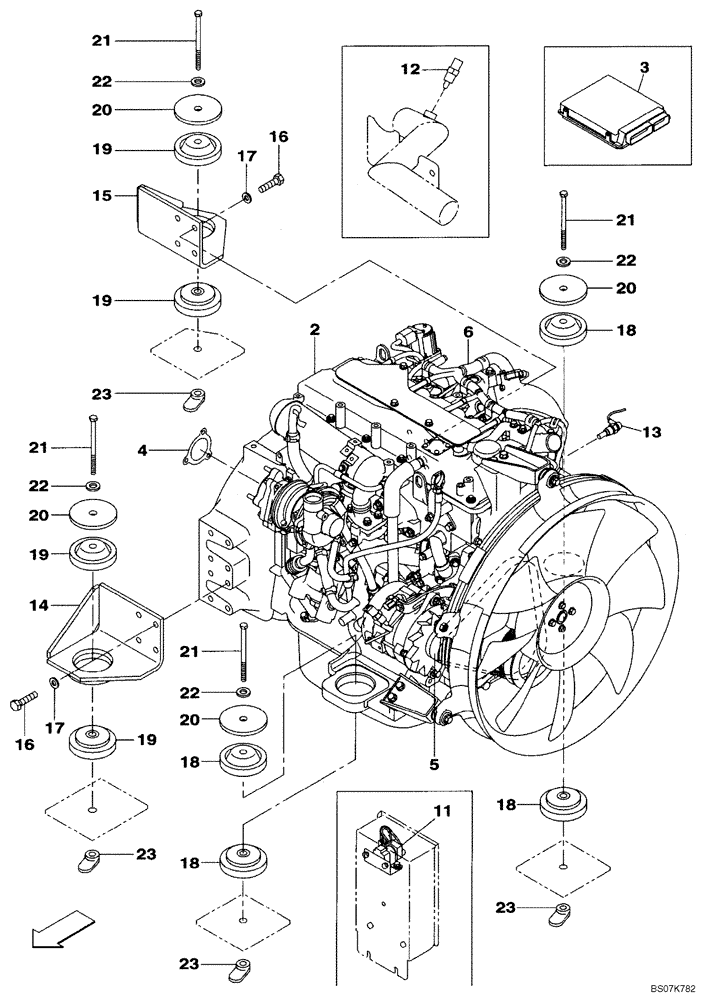 Схема запчастей Case CX135SR - (02-01) - ENGINE MOUNTING (02) - ENGINE