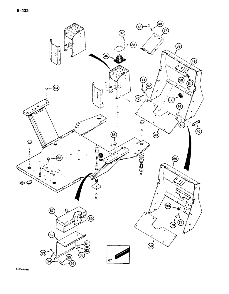 Схема запчастей Case 680K - (9-432) - OPERATORS COMPARTMENT FRAME AND MOUNTING (09) - CHASSIS/ATTACHMENTS