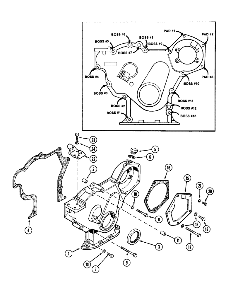 Схема запчастей Case W14 - (048) - TIMING GEAR COVER, 336BD AND 336BDT DIESEL ENGINE (02) - ENGINE