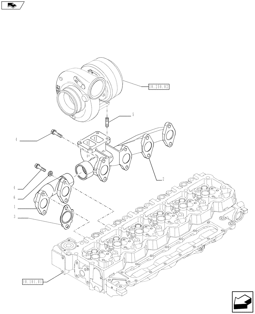 Схема запчастей Case F4HFE613R A003 - (10.254.05) - EXHAUST MANIFOLD (504088265) ENGINE COMPONENTS