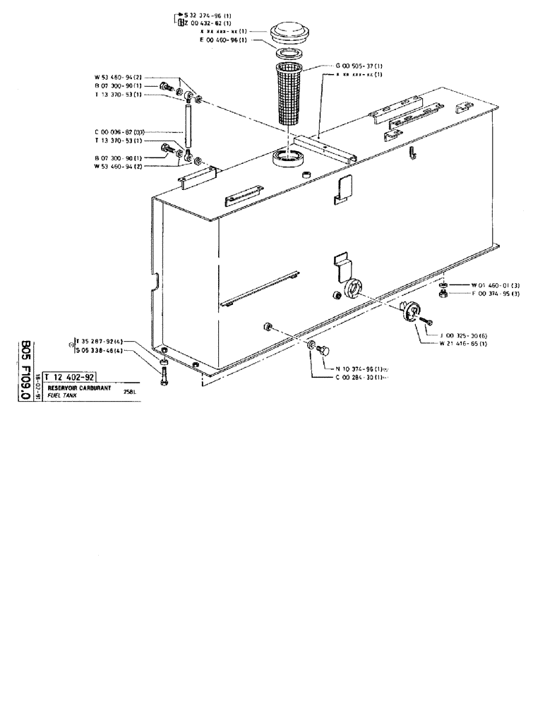 Схема запчастей Case 90BCL - (112) - FUEL TANK 258L (02) - FUEL SYSTEM