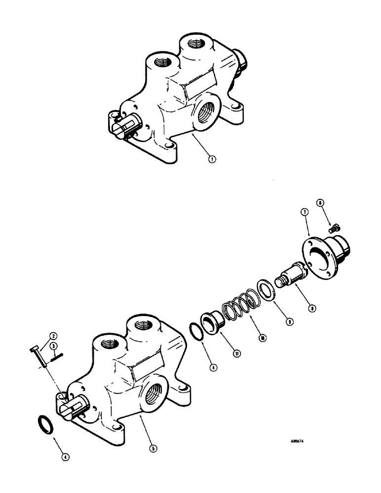 Схема запчастей Case 300 - (198) - D45649 DOZER CONTROL VALVE (07) - HYDRAULIC SYSTEM