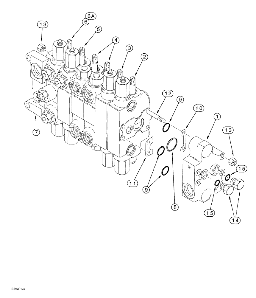 Схема запчастей Case 580SL - (8-088) - BACKHOE CONTROL VALVES MODELS WITHOUT EXTENDABLE DIPPER, W/O AUX. HYD. - P/N 243135A2 & 243136A2 (08) - HYDRAULICS