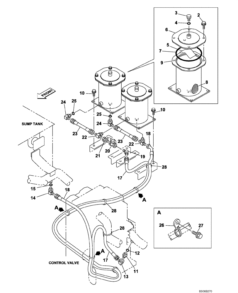 Схема запчастей Case CX700 - (08-006-00[01]) - HYDRAULIC CIRCUIT - OIL FILTER (08) - HYDRAULICS