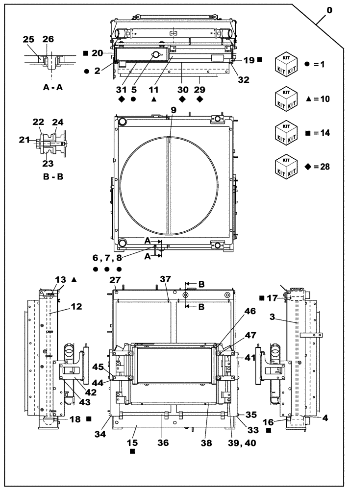 Схема запчастей Case CX300C - (02-004-01[01]) - RADIATOR ASSY (02) - ENGINE