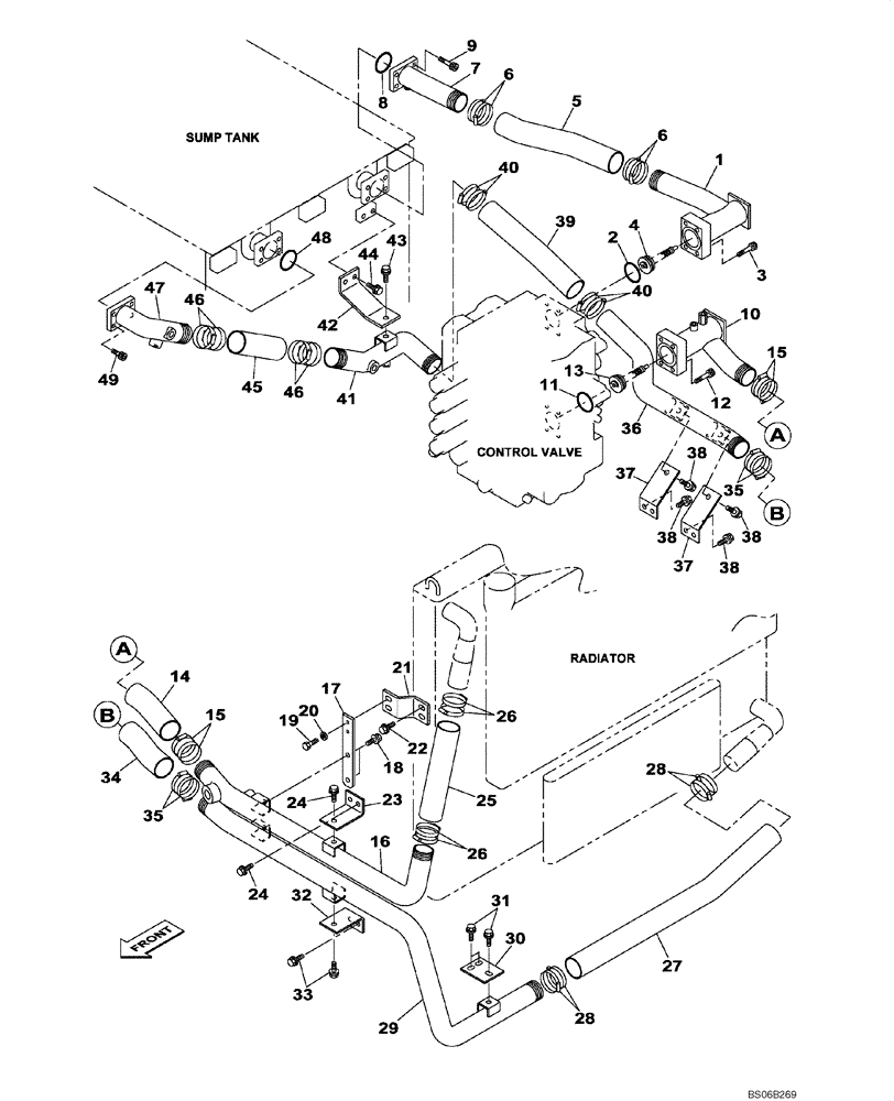 Схема запчастей Case CX700 - (08-005-00[01]) - HYDRAULIC CIRCUIT - COOLER (08) - HYDRAULICS