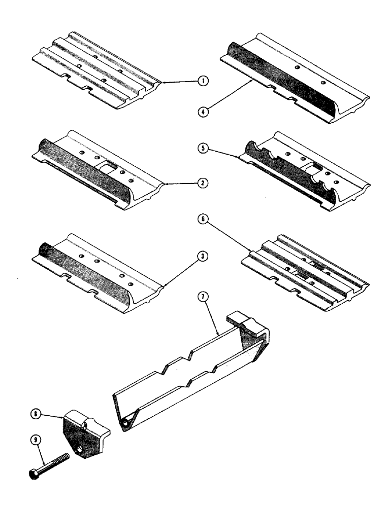 Схема запчастей Case 800 - (172) - OPTIONAL TRACK SHOES, GROUSER, STREET PLATES, MUD GROUSERS (04) - UNDERCARRIAGE