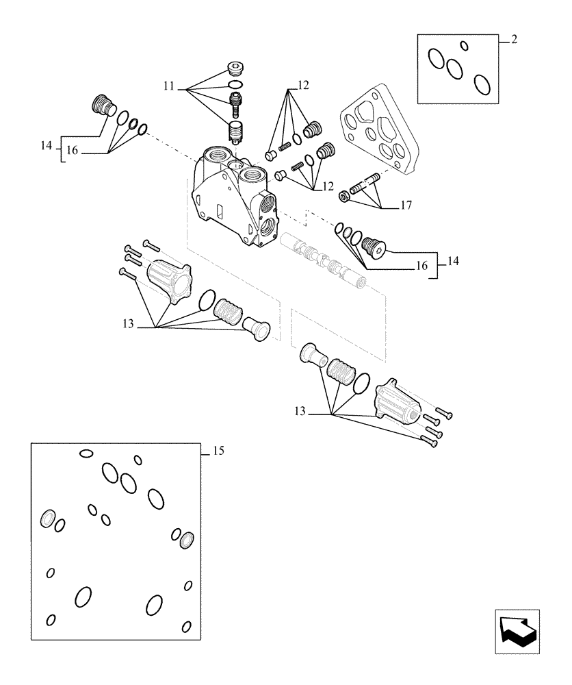 Схема запчастей Case TX945 - (9.00825A[05]) - 3 SPOOL VALVE - COMPONENTS- OPTIONAL CODE 749001071 (35) - HYDRAULIC SYSTEMS
