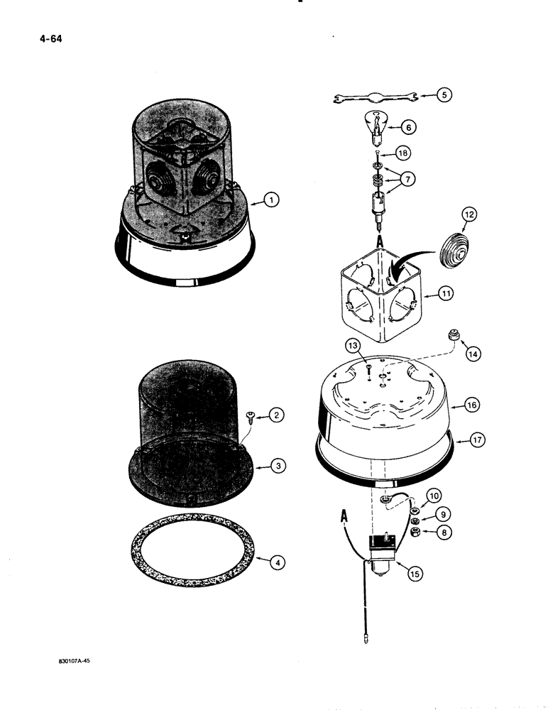 Схема запчастей Case W30 - (4-64) - L110648 ROTATING BEACON (04) - ELECTRICAL SYSTEMS