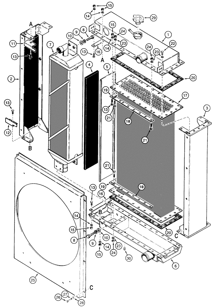 Схема запчастей Case 855E - (2-48) - RADIATOR ASSEMBLY, MODINE (02) - ENGINE