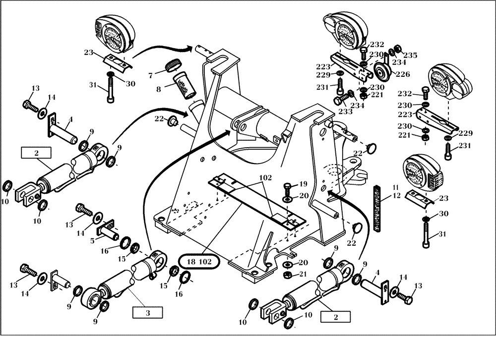 Схема запчастей Case 221D - (01.400[002]) - FRONT FRAME COMPONENTS (S/N 581202-UP) (39) - FRAMES AND BALLASTING