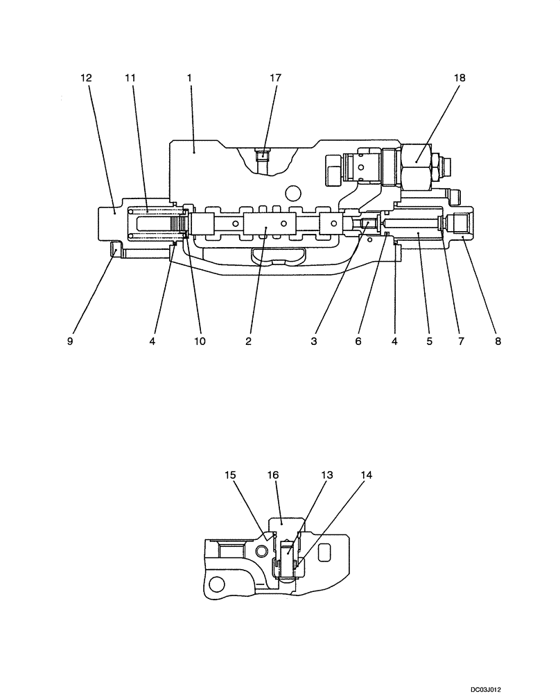Схема запчастей Case CX47 - (08-43[00]) - VALVE ASSY - STRAIGHT TRAVEL (08) - HYDRAULICS