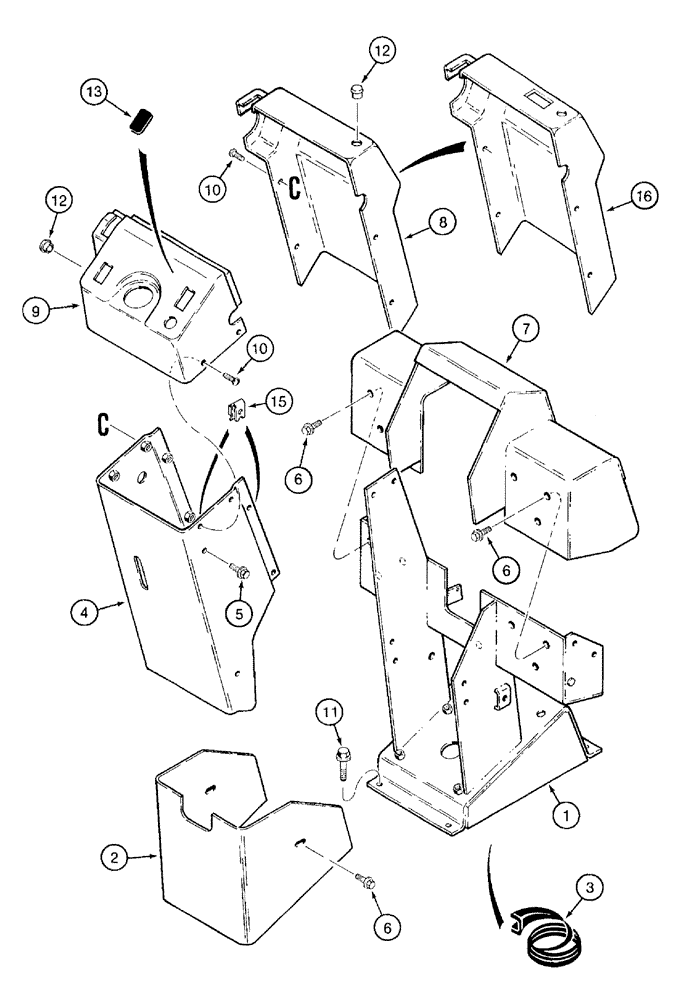 Схема запчастей Case 921B - (9-046) - PEDESTAL AND COVERS (09) - CHASSIS/ATTACHMENTS
