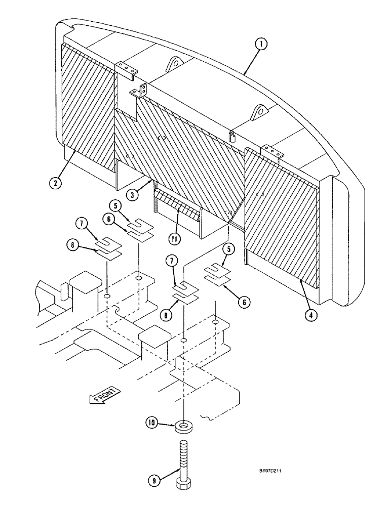Схема запчастей Case 9040B - (9-018) - COUNTERWEIGHT, LONG REACH (25 FT. 11 INCH ARM) MODELS (09) - CHASSIS