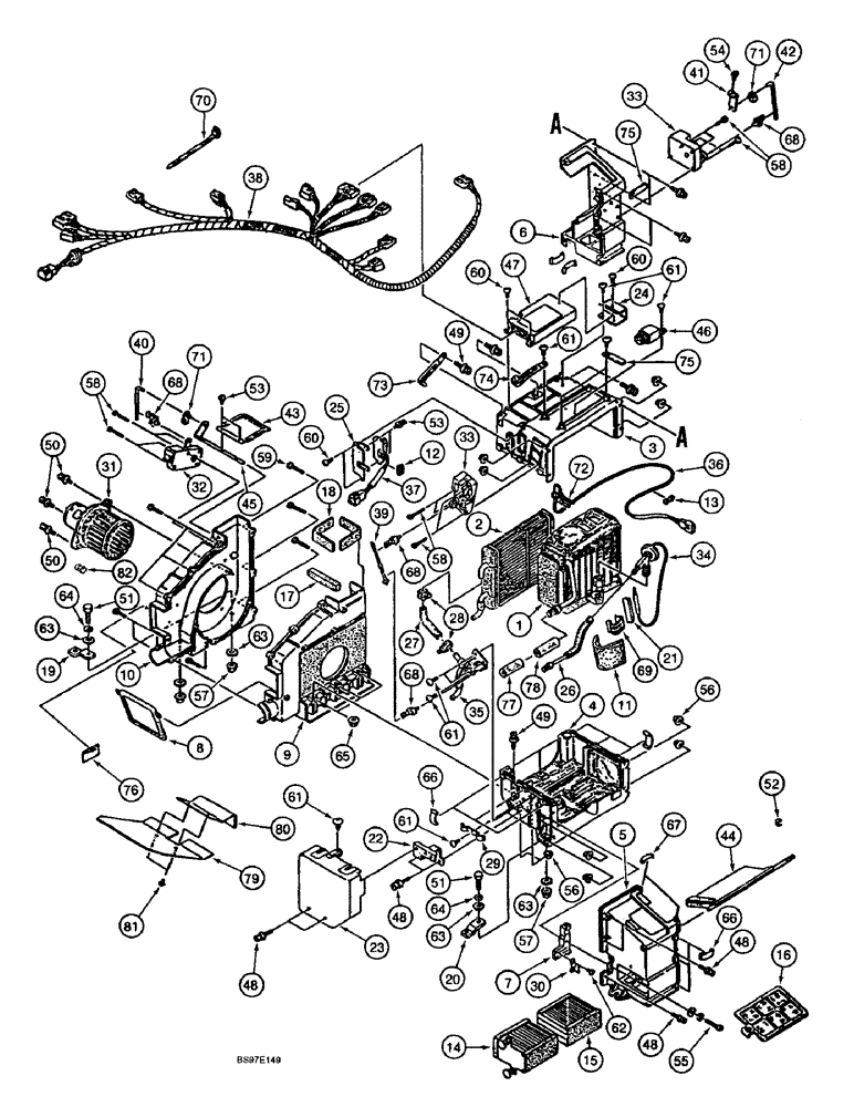 Схема запчастей Case 9040B - (9-087A) - AIR CONDITIONER ASSEMBLY AND MOUNTING (09) - CHASSIS
