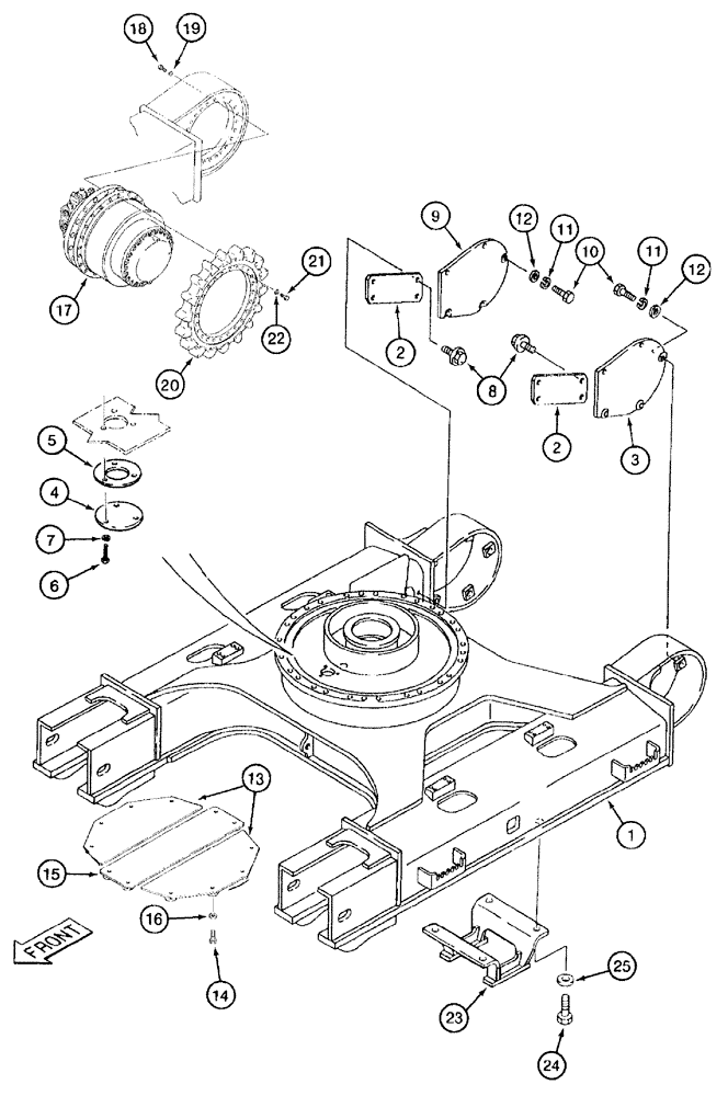 Схема запчастей Case 9050B - (5-002) - TRACK FRAME, DRIVE SPROCKET AND ACCESS COVERS, MODELS WITHOUT TIMBER KING (05) - STEERING