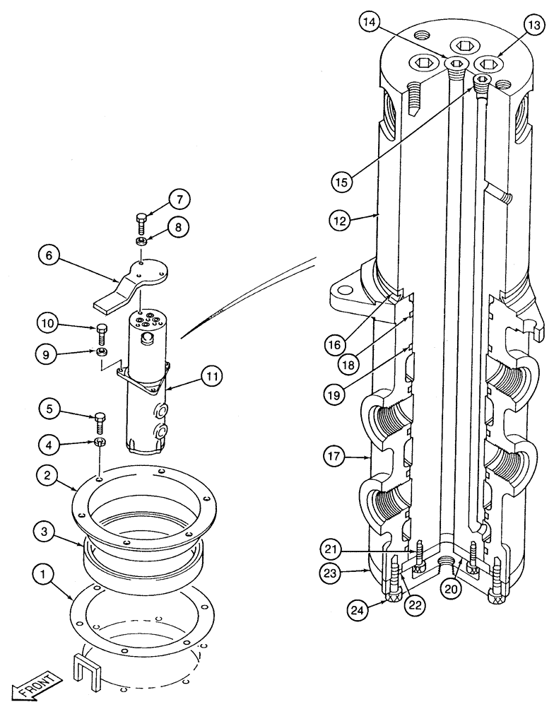 Схема запчастей Case 9050 - (6-18) - HYDRAULIC SWIVEL (06) - POWER TRAIN