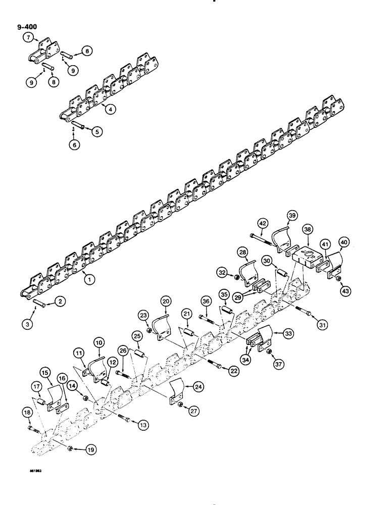 Схема запчастей Case DH4B - (9-400) - STANDARD DIGGING CHAINS AND TEETH, 70,000 LB. CHAINLINE (09) - CHASSIS/ATTACHMENTS