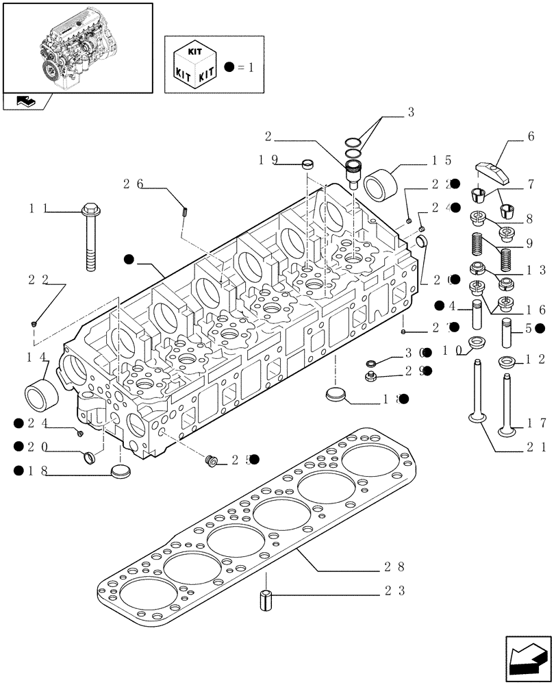 Схема запчастей Case F3BE0684N E904 - (0.06.0) - CYLINDER HEAD & RELATED PARTS (504053191 - 504053193 - 504053195) 