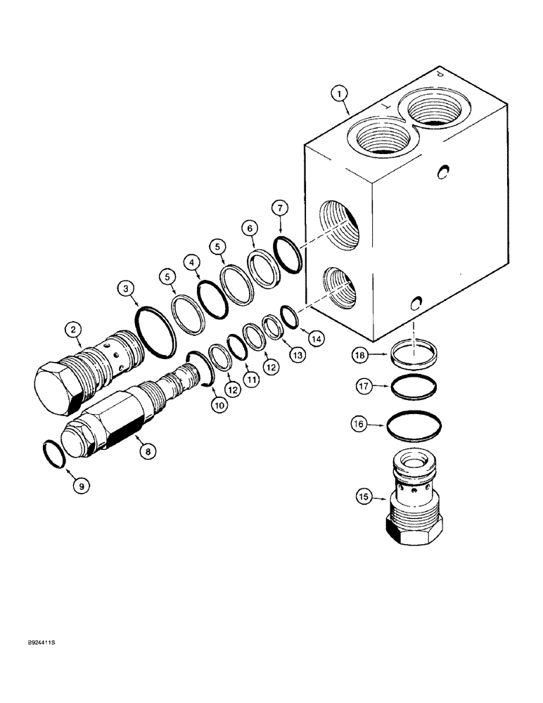 Схема запчастей Case 821B - (8-42) - UNLOADING VALVE (08) - HYDRAULICS
