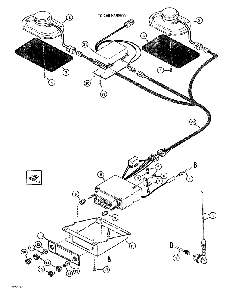 Схема запчастей Case 621B - (4-62) - RADIO AND MOUNTING PARTS (04) - ELECTRICAL SYSTEMS
