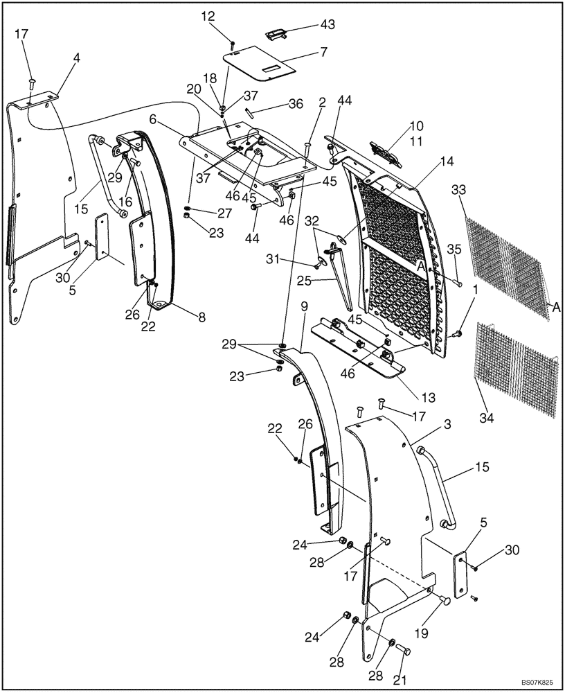 Схема запчастей Case 750L - (09-13) - GUARD, RADIATOR BRUSH SCREEN - GRILLE, HOOD (09) - CHASSIS/ATTACHMENTS
