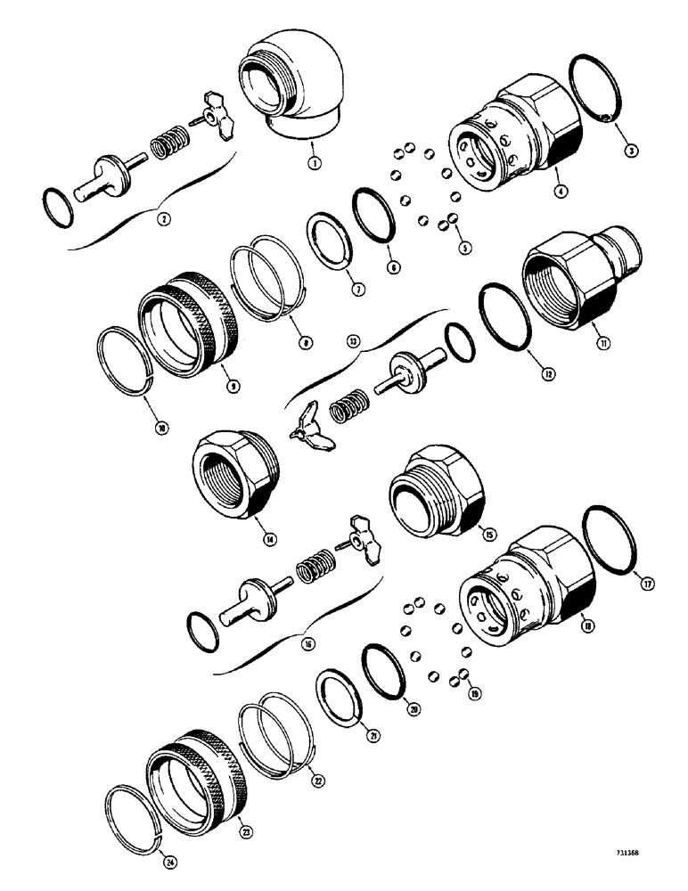 Схема запчастей Case 33S - (158) - D52674 HYDRAULIC COUPLING (90 DEGREE FEMALE) 