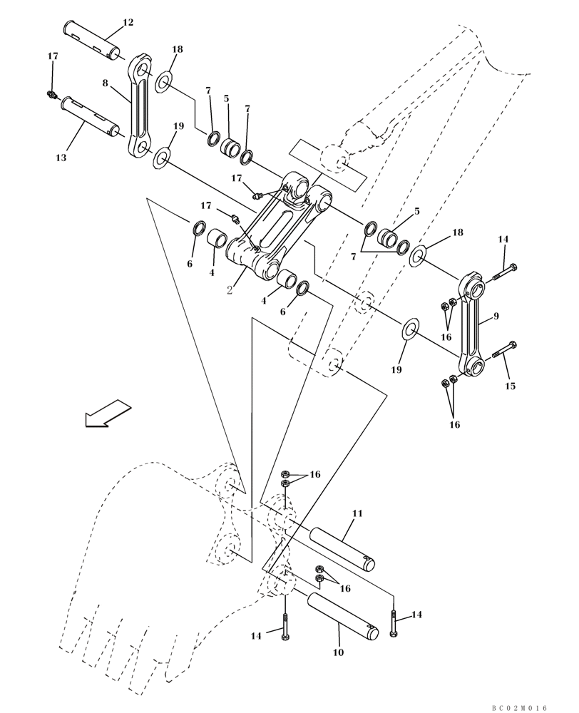 Схема запчастей Case CX460 - (09-50) - BUCKET LINKAGE, STANDARD (09) - CHASSIS/ATTACHMENTS