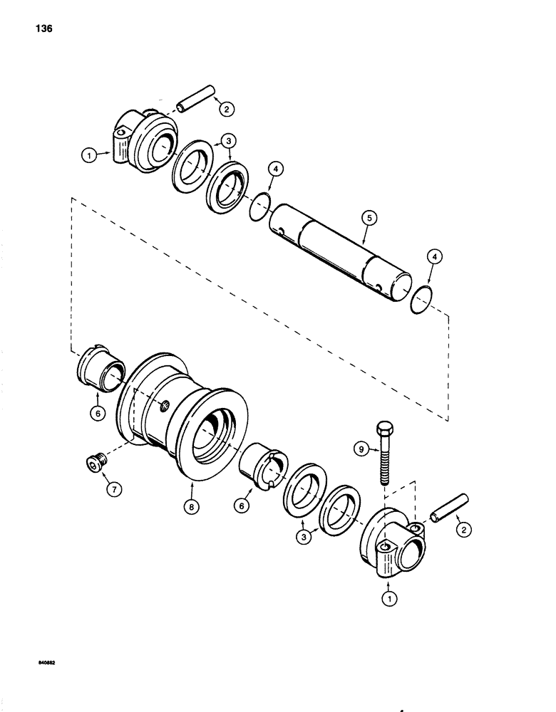 Схема запчастей Case 1080 - (136) - TRACK ROLLER (48) - TRACKS & TRACK SUSPENSION