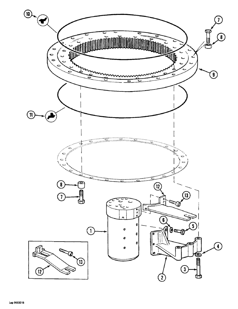 Схема запчастей Case 1088 - (9A-02) - TURNTABLE BEARING, P.I.N. FROM 19801 AND AFTER (09) - CHASSIS/ATTACHMENTS