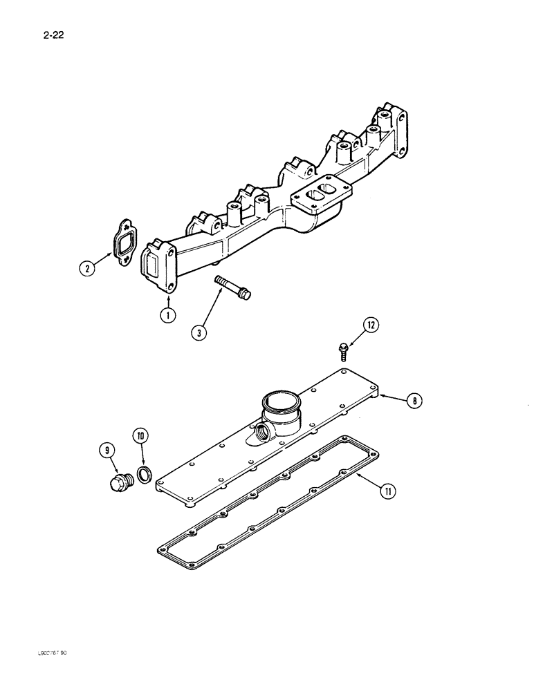 Схема запчастей Case 1085C - (2-22) - MANIFOLDS, 6T-590 ENGINE (02) - ENGINE