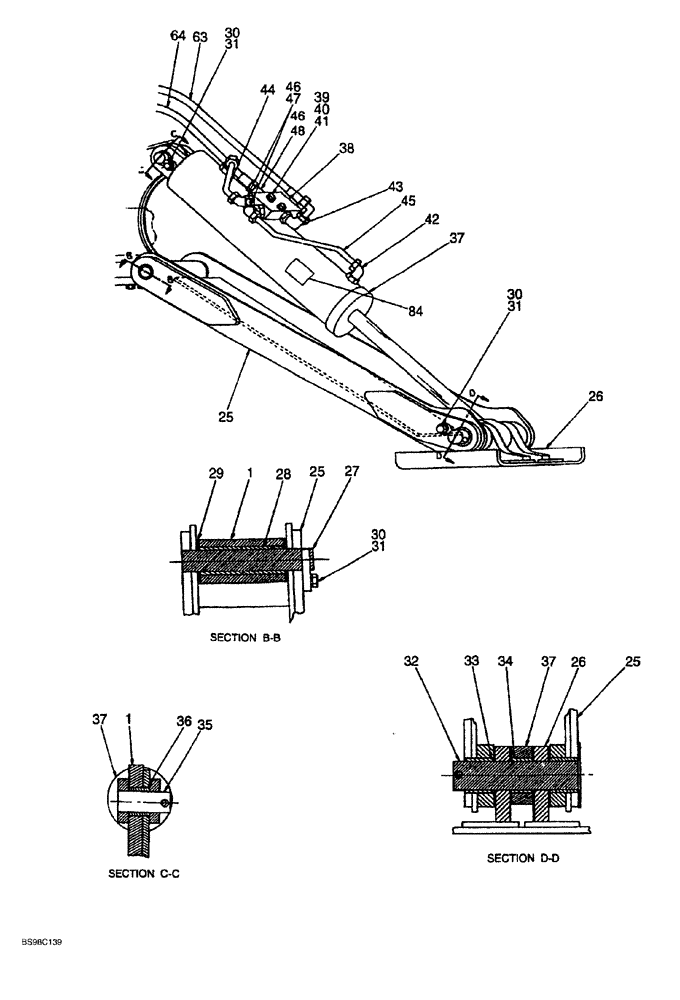Схема запчастей Case 689G - (08-34) - STABILIZER CYLINDER HYDRAULICS (08) - HYDRAULICS