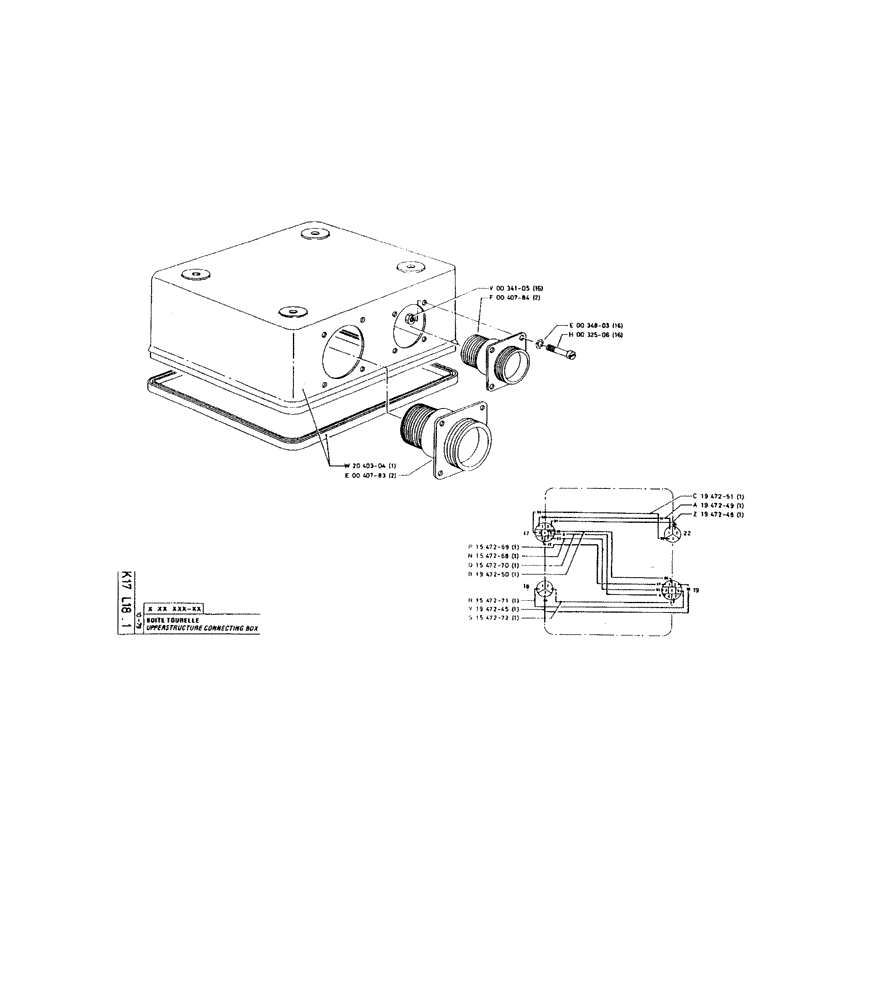 Схема запчастей Case 220 - (249) - UPERSTRUCTURE CONNECTING BOX (06) - ELECTRICAL SYSTEMS
