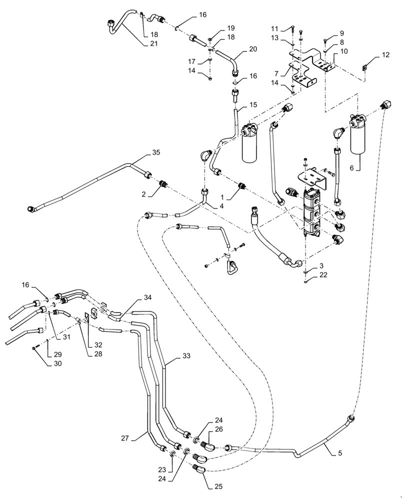 Схема запчастей Case 1021F - (25.100.03[04]) - AXLE COOLER (25) - FRONT AXLE SYSTEM