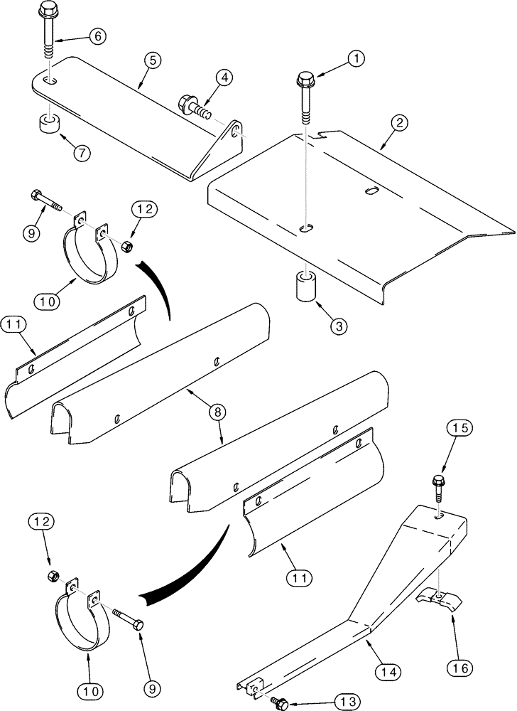 Схема запчастей Case 650H - (09-04) - SHIELDS, DOZER HYDRAULICS (09) - CHASSIS