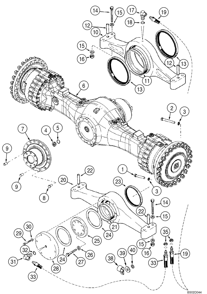 Схема запчастей Case 921C - (06-22) - AXLE, REAR - MOUNTING (06) - POWER TRAIN