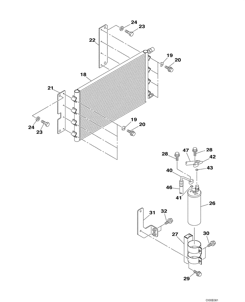 Схема запчастей Case CX130 - (09-30) - AIR CONDITIONING - CONDENSER AND RECEIVER-DRIER (09) - CHASSIS