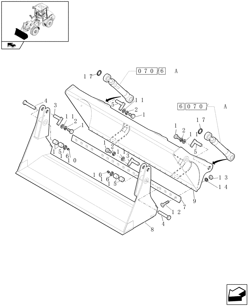 Схема запчастей Case 21E - (726[01]) - 4X1 STANDARD BUCKET (0,7M³) X 1900 MM (09) - LOADER/BACKHOE