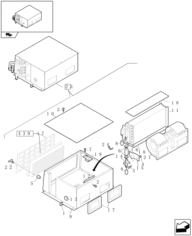 Схема запчастей Case 221E - (439[03]) - HEATER UNIT (10) - OPERATORS PLATFORM