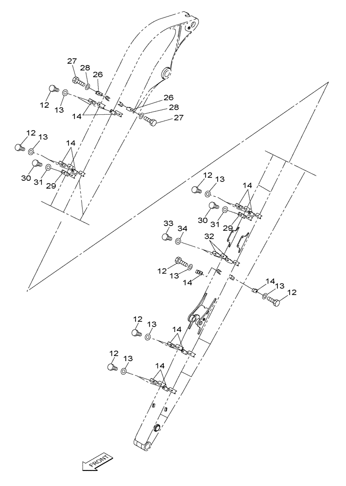 Схема запчастей Case CX210C LR - (84.912.05) - DIPPER - 6.40 M - BRACKET - OPTIONAL - CX210C LR (84) - BOOMS, DIPPERS & BUCKETS