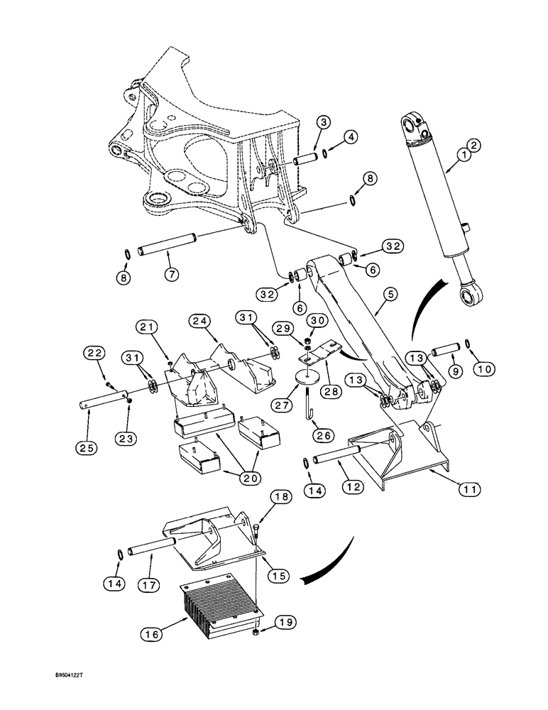 Схема запчастей Case 580L - (9-032) - BACKHOE STABILIZERS, PLATES AND PADS (09) - CHASSIS/ATTACHMENTS