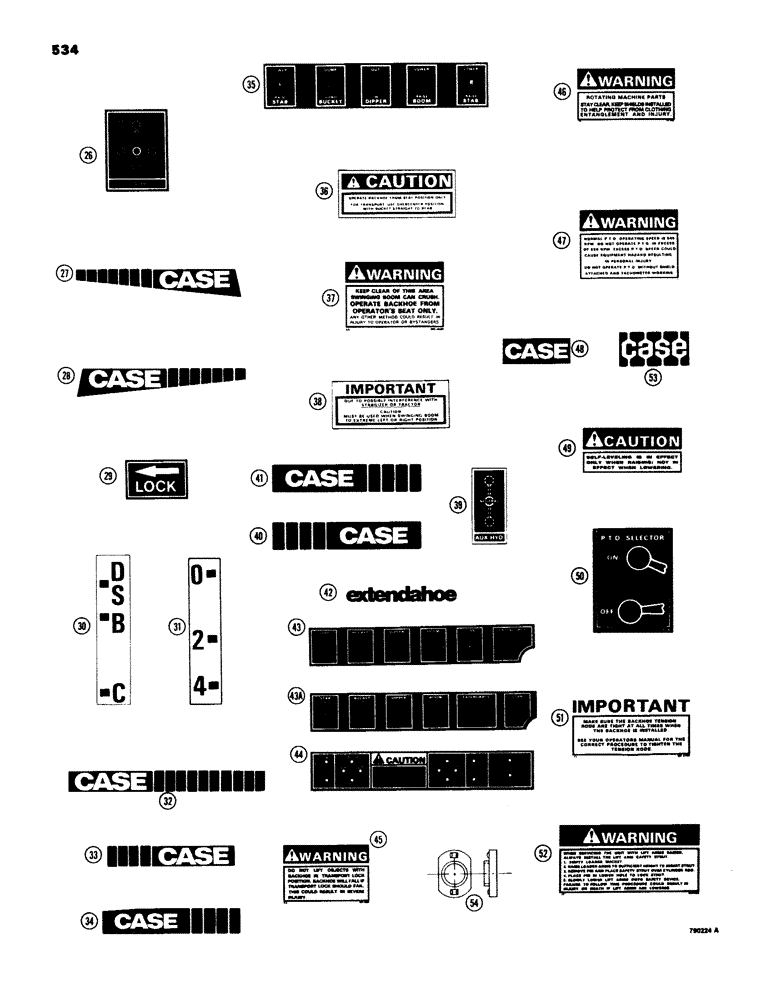 Схема запчастей Case 580C - (534) - DECALS, SERIAL NUMBER 8982785 AND AFTER (09) - CHASSIS/ATTACHMENTS