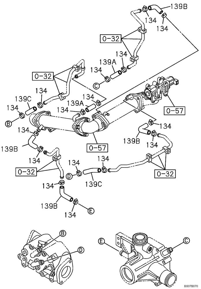Схема запчастей Case CX470B - (02-29) - ENGINE WATER CIRCUIT (02) - ENGINE