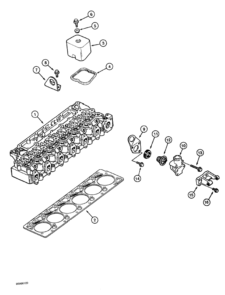 Схема запчастей Case 1150G - (2-033A) - CYLINDER HEAD COVER, 6T-590 EMISSIONS CERTIFIED ENGINE, JJG0218023 AND JJG0218479 AND AFTER (01) - ENGINE